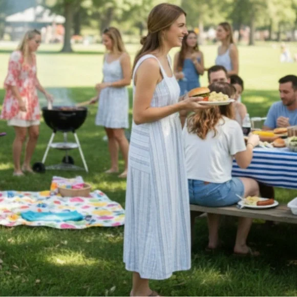 52seven Stripe Sleeveless Dress Size Small - Picture 3 of 14